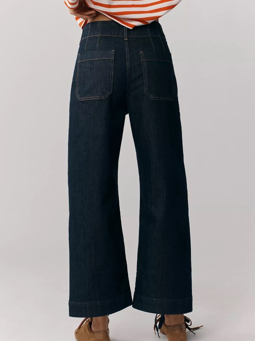 Maeve The Colette High-Rise Wide-Leg Cropped Jeans Dark Wash Size 26 Womens - Picture 2 of 8